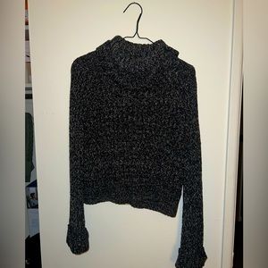 Free People Cropped Cowl Neck Sweater with Cuffed Sleeves